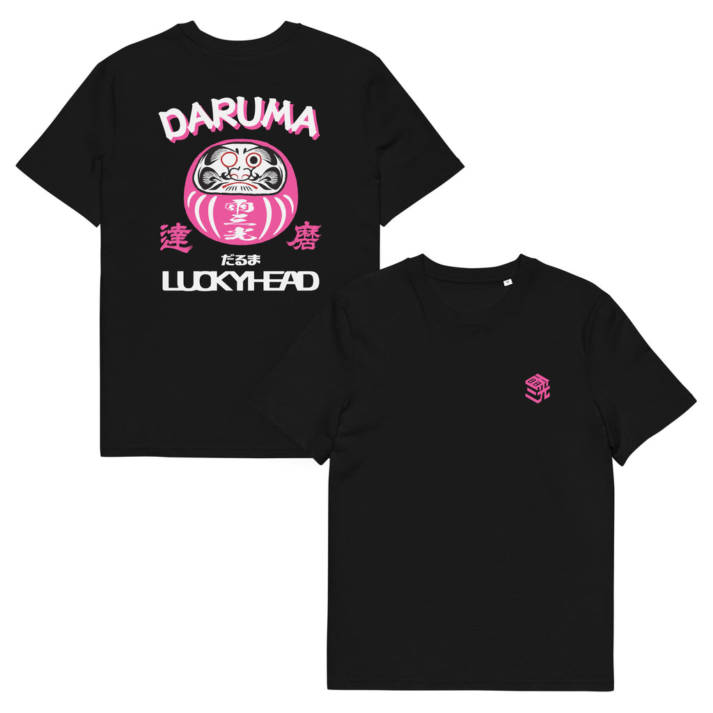 T-Shirts "Daruma" Black x Pink backprint