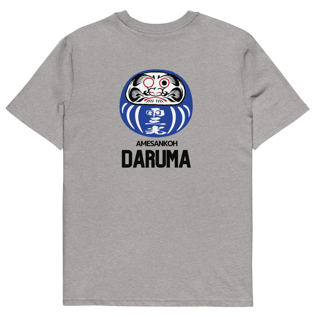 T-Shirts "Daruma" Grey x Blue backprint