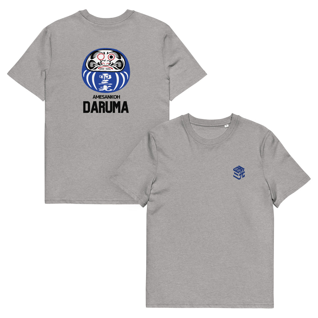 T-Shirts "Daruma" Grey x Blue backprint