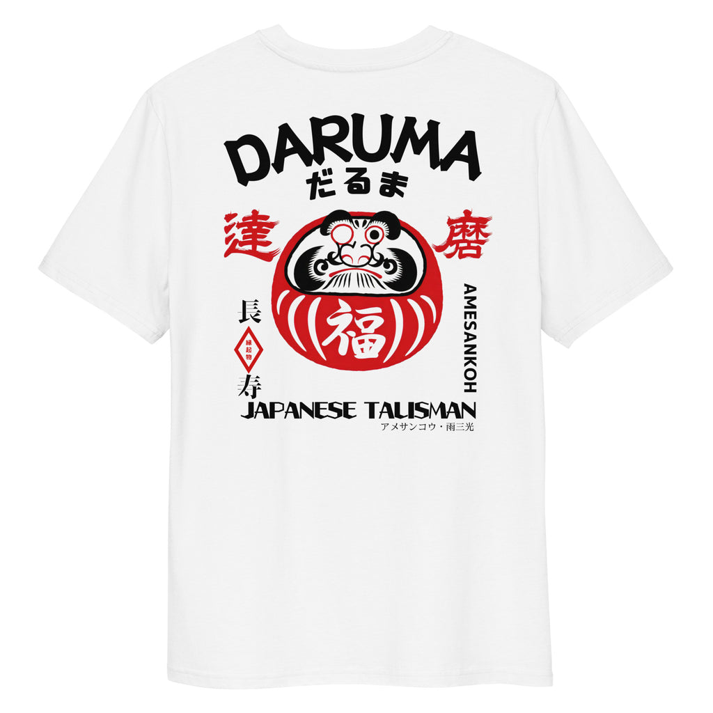 T-Shirts "Daruma" White x Red BackPrint