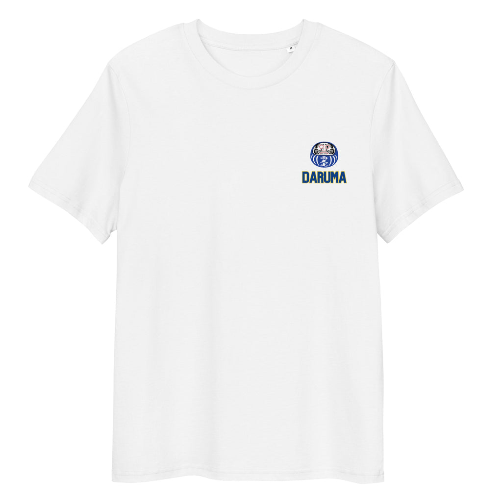 T-Shirts "Daruma" White x Blue right chest