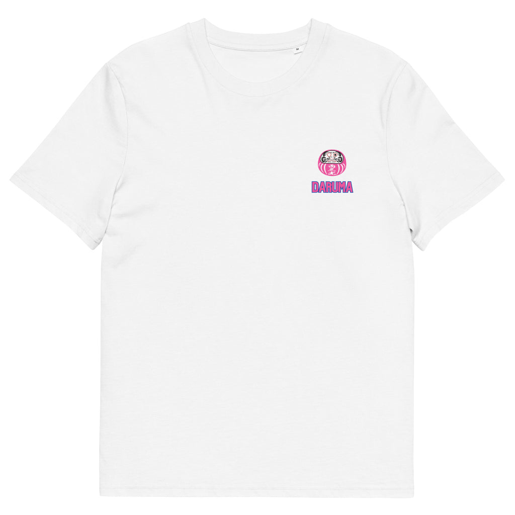 T-Shirts "Daruma" White x Pink right chest