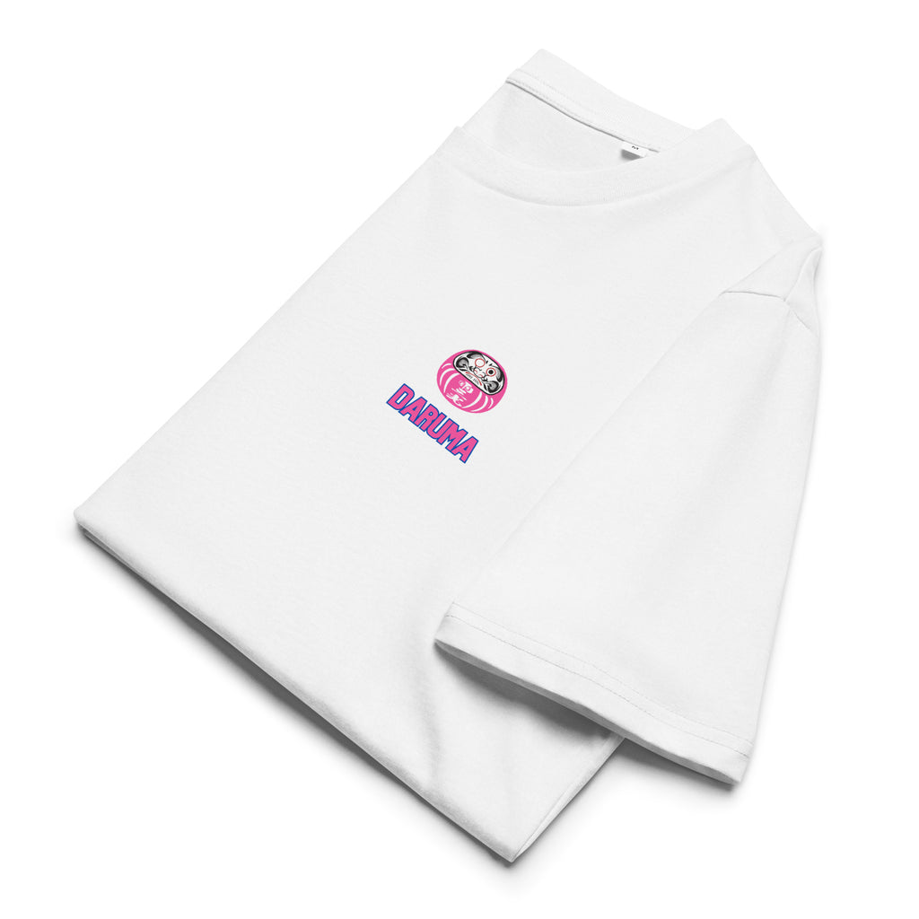 T-Shirts "Daruma" White x Pink right chest