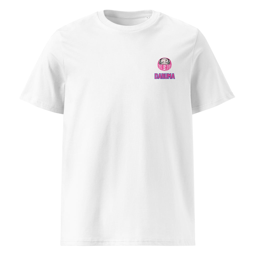 T-Shirts "Daruma" White x Pink right chest